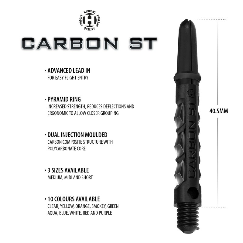 Harrows Darts 3 Sets Carbon ST Dart Shafts - Total