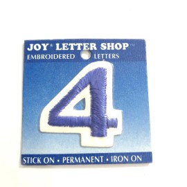 Joy Letter Shop Blue Number 4 1.5” Iron On Embroidered Patch Appliqué Crafting