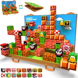 Magnetic Blocks, Build 3D Magnet Building Toys World with Magnetic Tiles, Foldable Magnetic Board, STEM Sensory Toy for Kids, Toy Magnetic Building Sets Gifts for Age 3 4 5 6-10 Year Old Boys Girls