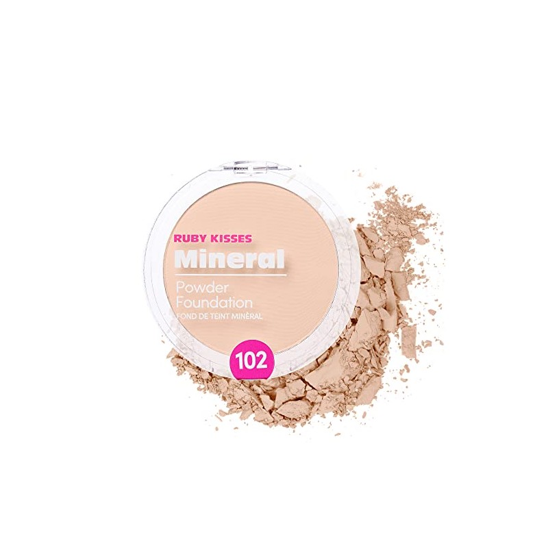 Ruby Kisses Mineral Pressed Powder Foundation, Medium to Full Coverage