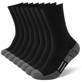COOVAN 8 Pairs Mens Crew Socks Cushioned Moisture Wicking Athletic Heavy Duty Work Sport Socks Breathable Training Socks