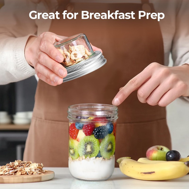 ComSaf 2-Pack 20 oz Overnight Oats Containers with Lids On-The-Go