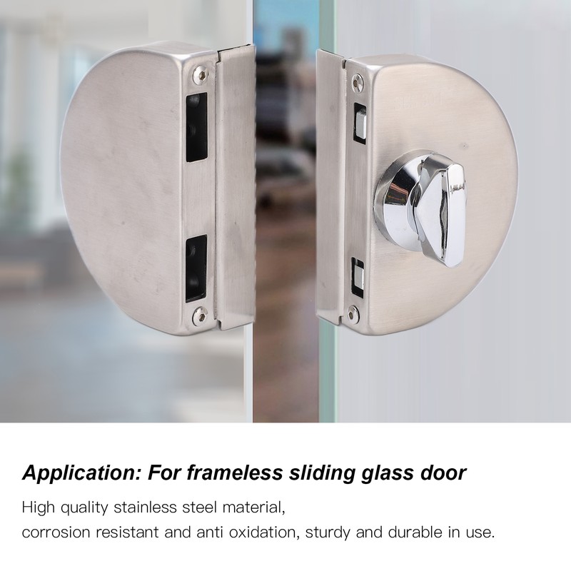 Glass Door Lock 97x65mm Split Type Brushed Polished Surface Replacement