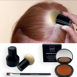 KERATIN RESEARCH Hairline Filler Unisex Mineral Powder Root Touch-Up Hair loss Concealer Scalp & Beard Bald Patch Coverage Fibers for Thinning Hair Waterproof Organic Natural look (AUBURN, XL)