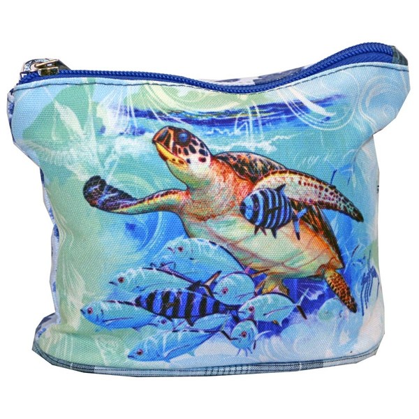 Guy Harvey Blue Ocean Sea Turtle Cosmetic Bag