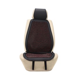 JSCARLIFE Tilia Wood Beaded Car Seat Cover - Breathable Ergonomic Driver Cushion for Cars/Trucks/SUVs | Hand-Knotted Beads, Lumbar Support & Cooling Tech (Red)