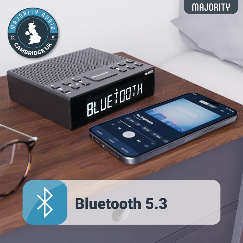 MAJORITY Knapwell | Bluetooth DAB, DAB+ Clock Radio | Bedside