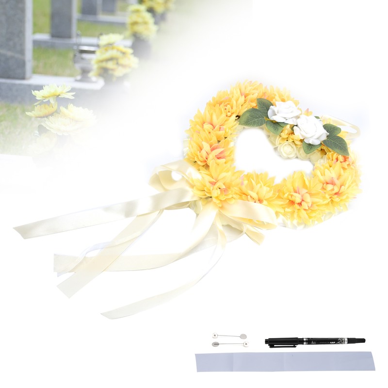 Heart Shaped Tribute Memorial Wreath Artificial Silk Wreath Gravestone Decoration
