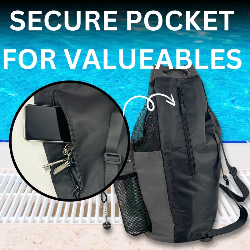 JIMJOOS Drawstring Mesh Swimming Bag - 25L Waterproof Swim Bag