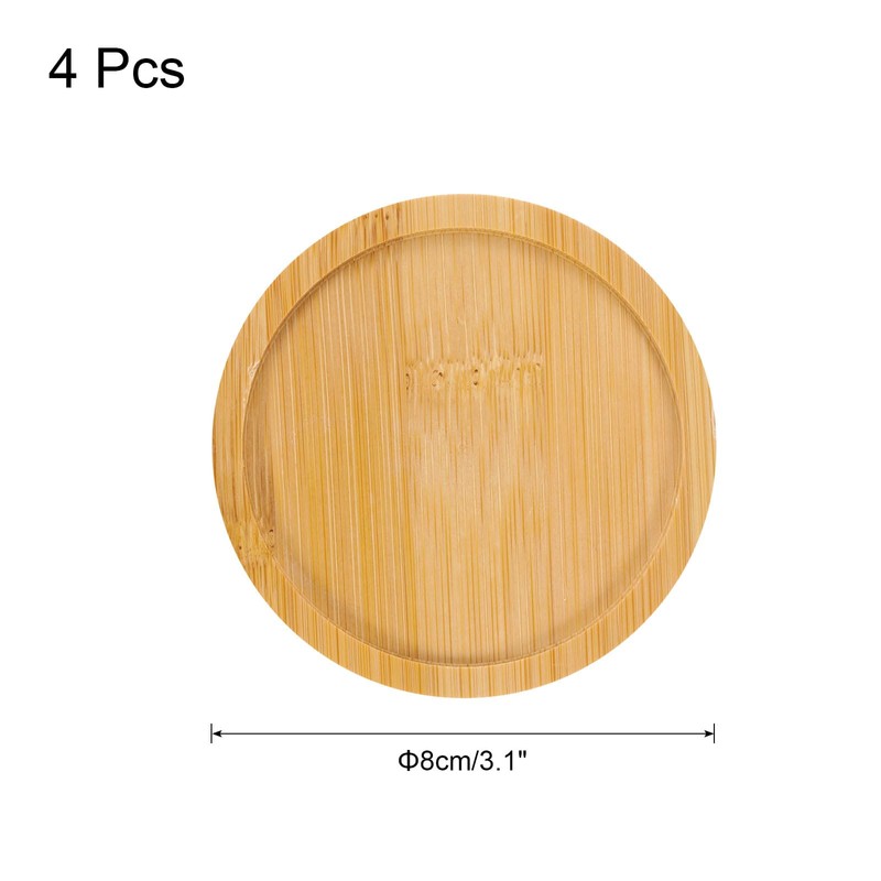 sourcing map 4PCS Mosaic Bamboo Coasters, 3.1 Inch Blank Base