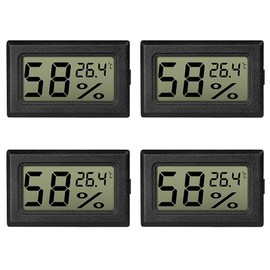 DiyStudio LCD Thermometer, Digital Thermometer, Embedded Mini Hygrometer, Digital Temperature Hygrometer, Indoor Room Temperature Meter -50°C to 70°C, Thermometer for Indoor, Home, Office, Wine Cellar, Breeding Ground, Aquarium, Poultry Incubator (Black,