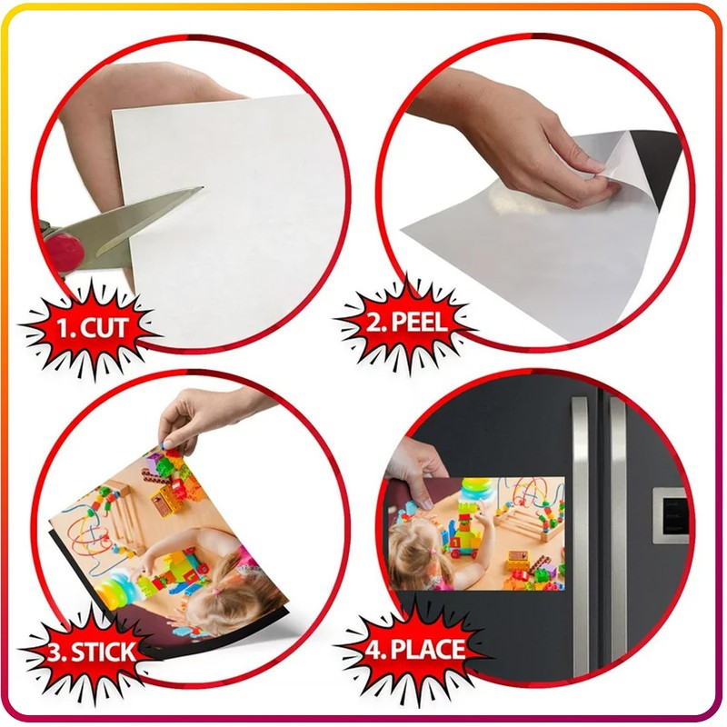 Magnetic Sheets with Adhesive Backing for Crafts, DIY 12 Pack.