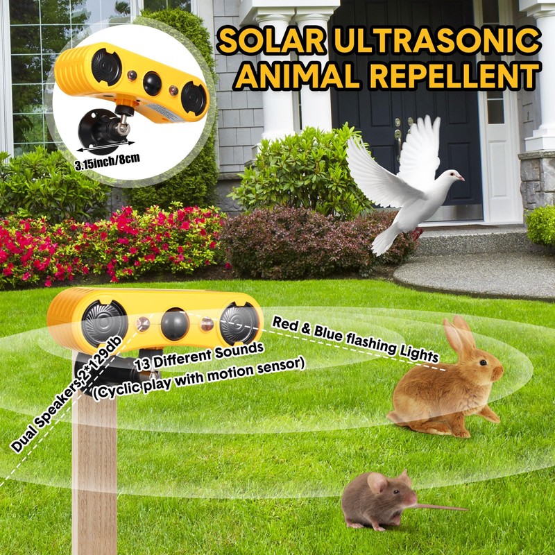 Qualirey Solar Outdoor Motion Sensor Alarm 2 x 129db Loud