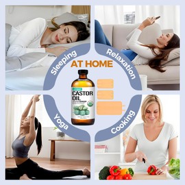 40Pcs Castor Oil Pack Wrap and Disposable Castor Oil Pathes for Belly Button-Stomach-Knee-Feet&Whole Body,with Organic Castor oil Cold Pressed Unrefined Glass Bottle,castor oil for Hair Growth