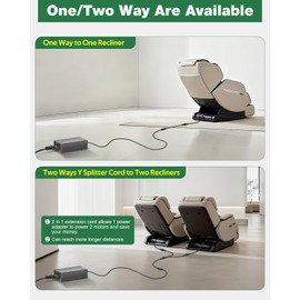 Power Recliner Power Supply, 29V, 2A, Universal 2 Pin Y Splitter Cord to Dual Motor, 29V AC/DC Adapter Replacement Recliner Power Cord for Recliner Lift Chair Standing Desk Relining Sofa Couch 【10ft】