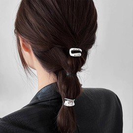 Ncozwo Metal Ponytail Buckle Claw Clips for Women High Ponytail Holding Hair Clips for Thick Thin Long Hair Metal Ponytail Hairpin Hair Accessories for Daily Party (3 Pcs), Silver