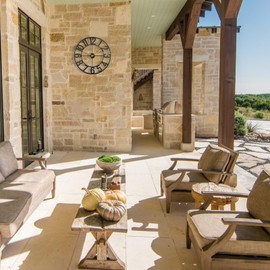 SUKYING Large Outdoor Clock, 24 Inch Silent Non-Ticking Battery Operated Outdoor Wall Clock, Black Modern Metal Wall Clock for Patio, Porch, Pool Area, Kitchen, Bedroom, Living Room, Farmhouse Decor