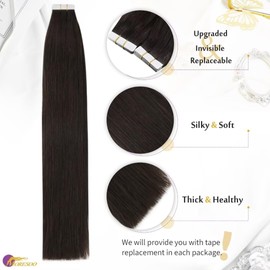 Moresoo Tape Extensions Real Hair 50 cm Extensions Real Hair Tape Dark Brown Hair Tapes Real Hair Tape in Extensions 10 Pieces 25 g #2