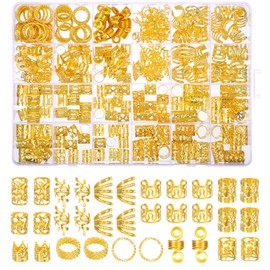 290Pcs Gold Hair Cuffs, Metal Adjustable Hair Charm Gold Clips for Braids