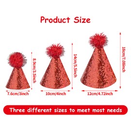 JpGdn 12PCS Dog Birthday Party Cone Hats with Pompons for Small Medium Dog Cat Holiday Wedding Costume Accessories