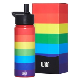 Wildkin Kids 18oz Stainless Steel Water Bottle – BPA-Free, Leakproof, Insulated, Easy-Clean - Rainbow Stripe