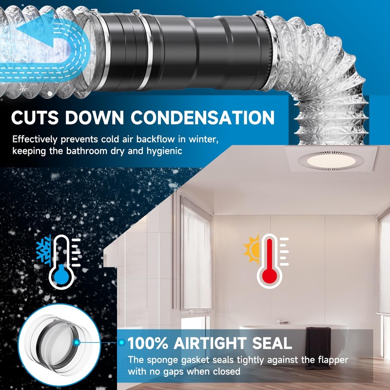 Hon&Guan 100mm Duct Connector with Backdraught Shutter 4 Inch Ducting