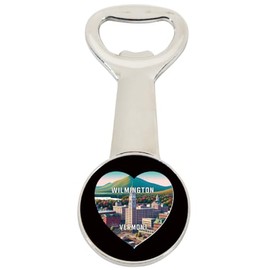 Wilmington Vermont Travel Souvenir Destination Heart Shape Design Magnetic Bottle Opener Single