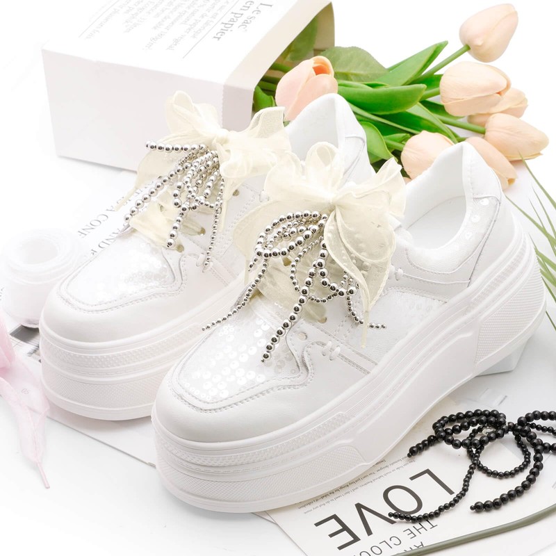 WEGOODZF Flat Sheer Shoe Laces: 2 Pairs 4CM Wide Fashion