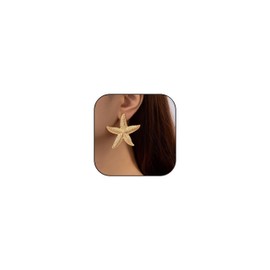Gold Starfish Earrings for Women Trendy 14k Gold Shell Stud Earrings Boho Seashell Chunky Gold Statement Earrings Summer Beach Ocean Jewelry (Big)