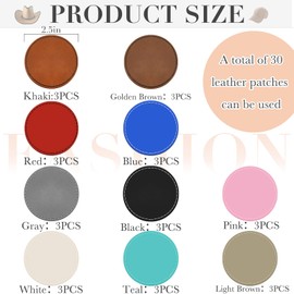 Dunzy 30 Pcs Blank Leather Hat Patches with Adhesive Round Laserable Leatherette Patch Faux Leather Patches Glowforge Laser Supplies for Hats, Jackets, Backpacks (Colorful)