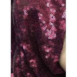 New Creations Fabric & Foam Inc, 50" Wide Mini Glitz Disc Sequins Fabric (Burgundy, 1 Yard)