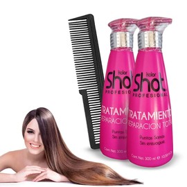 Kit Tratamiento Reparación Total Kolor Shot 2pzs para Cabello Maltratado, Seco, Teñido o Decolorado Repara Puntas Abiertas Crema Para Peinar + Peine Corte Estilista ALFAMAR
