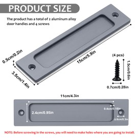 2Pcs Rectangular Recessed Door Pull Handle with Screw, Flat Backside Metal Sliding Barn Door Handle, Flush Pull Handle for Sliding Door, Cabinets and Closet (Silver)