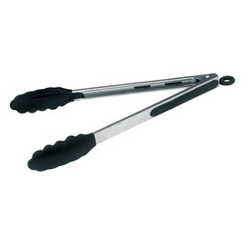 Winco 12" Heavy-Duty Stainless Steel Utility Tongs Silicone Grips and Lock Clip