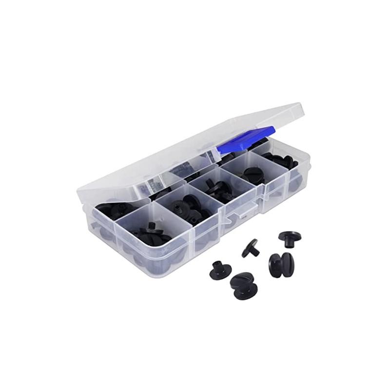 KS24 Products® Assortment Box Plastic Book Screws Black | Slotted