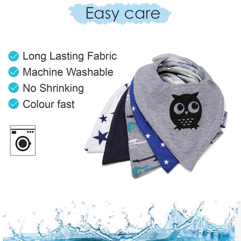 Lovjoy Bandana Dribble Baby Bibs, Adjustable Snaps Fits Newborn to