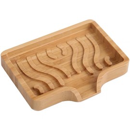MAGDESIGNER Bamboo Soap Dish Holder Tray, Wood Bar Soap Saver Self Draining Soap Case for Bathtub Hotel Home Decoration Countertop Drying Shower Sink (1PCS)
