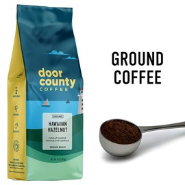 Door County Coffee Hawaiian Hazelnut Flavored -10oz Bag - Ground Medium Roast - 100% Arabica - Hawaiian Hazelnut