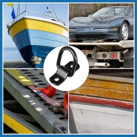 A ABSOPRO 4pcs D Ring Tie Down Anchor 1/4" Diameter for Trailer Cars Black Automotive Parts Item Replacement