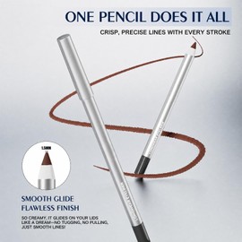 Waterproof Eyeliner Pencil, Smudge-Proof & Long-Lasting, Creamy Gel Texture Glides Smoothly, High Intensity Colour, Precision Tip for Waterline & Winged Looks, Includes Sharpener, Black Matte