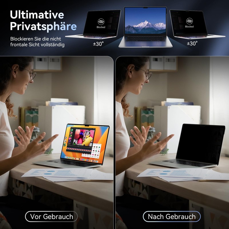 MagicSuction Privacy Filter Compatible with MacBook Pro 16 Inch (2021-2024,