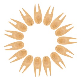 KOMBIUDA 15Pcs Green Bamboo Fork Repair Fork Golfs Divot Tool Pitch Mark Repair Tool Pitch Mark Repairer Golfs Lawn Repair Tool Divot Remover Pitch Fork Marker Man Auxiliary Tool Portable, Khaki,