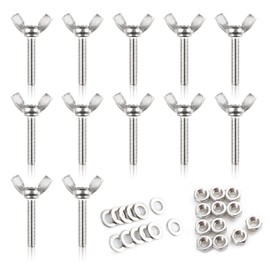 LEONTOOL 12 Pcs Butterfly Thumb Screws with Wing Knob M6x30mm Thumb Screws 304 Stainless Steel Screws Nuts and Washers Butterfly Bolts and Nuts