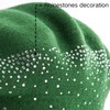 LADYBRO Winter Warm Rhinestone Green Beret Hats for Women 2