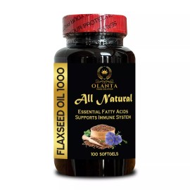 Olanta Trade Solution Flaxseed Oil Organic 100 Softgels – Cold-Pressed Plant Omegas Non-GMO USA Made
