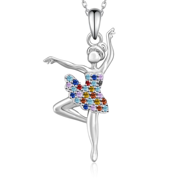 SCZKLAQ Ballerina Necklace for Women 925 Sterling Silver Dance Necklace