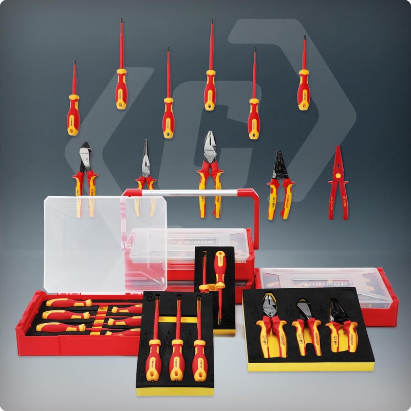 CRIPOP 3 PCS Insulated Pliers Set, 1000V Insulated Electrical Tools