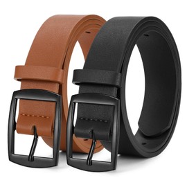 WERFORU 2 Pack Women Leather Belts for Jeans Pants Fashion Leather Belts for Women Waistband with Black Pin Buckle 1.18 IN Width