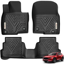 YITAMOTOR Floor Mats Fit for 2017-2025 Mazda CX-5, TPE All Weather Custom Fit Floor Liners for Mazda CX5, 1st & 2nd Row Car Mats Accessories, Black