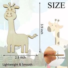 30pcs Unfinished Giraffe Wood Cutouts Giraffe Wood DIY Crafts Cutouts Blank Wooden Giraffe Shaped Hanging Ornaments